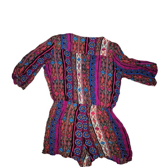 Mimi Chica Women's Bohemian Print Romper XL 100% Rayon Colorful & Comfortable - Picture 2 of 4